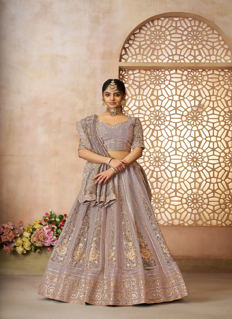 Kf 61 Onion Net And Tissue Bridal Lehenga Wholesale Market In Surat With Price